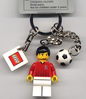 Soccer Player with Ball Key Chain with 2 x 2 Square Lego Logo Tile