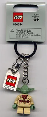 Yoda Key Chain with Lego Logo Tile, Modified 3 x 2 Curved with Hole