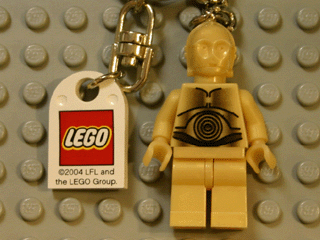 C-3PO Key Chain with Lego Logo Tile, Modified 3 x 2 Curved with Hole