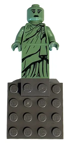 Magnet Set Base, Dark Bluish Gray Magnet Brick 4 x 4 with Partial Lady Liberty Minifigure (Glued)