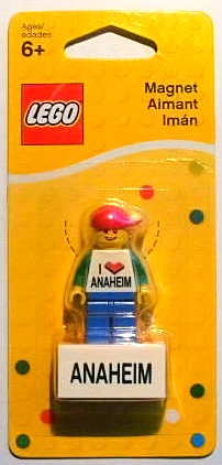 Magnet Set, I Brick Anaheim LEGO Minifigure, Downtown Disney, Anaheim, CA blister pack