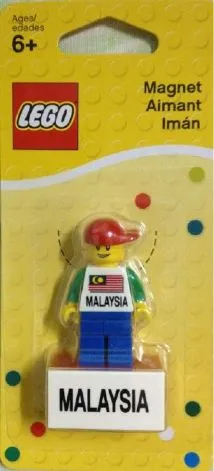 Magnet Set, Malaysia LEGO Minifigure, LEGOLAND Malaysia - Glued with 2 x 4 Brick Base blister pack