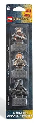 Magnet Set, Minifigures Lord of the Rings (3) - Frodo, Samwise Gamgee, Ringwraith - Glued with 2 x 4 Brick Bases blister pack