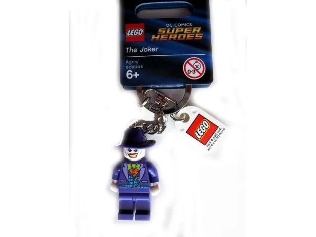 The Joker with Fedora Key Chain with Lego Logo Tile, Modified 3 x 2 Curved with Hole