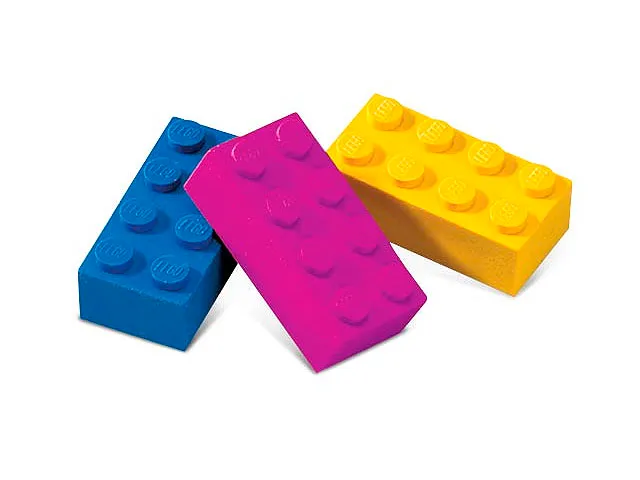Eraser, LEGO Brick Eraser Set of 3 (Blue, Purple & Yellow)