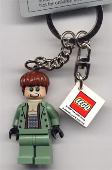 Dr. Octopus / Doc Ock, Sand Green Jacket, Sand Green Legs, Clenched Teeth Key Chain with 2 x 2 Square Lego Logo Tile