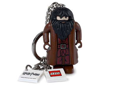 Hagrid Key Chain with 2 x 2 Square Lego Logo Tile and 2 x 2 Tile with Harry Potter Logo