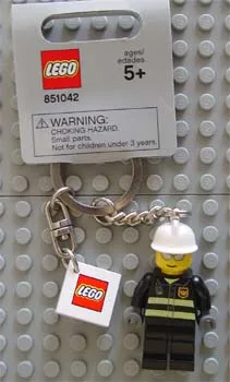 Fireman World City Key Chain with 2 x 2 Square Lego Logo Tile