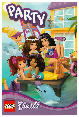 Postcard - Friends Party Set, Invitation with Friends Characters on Pier with Dolphin