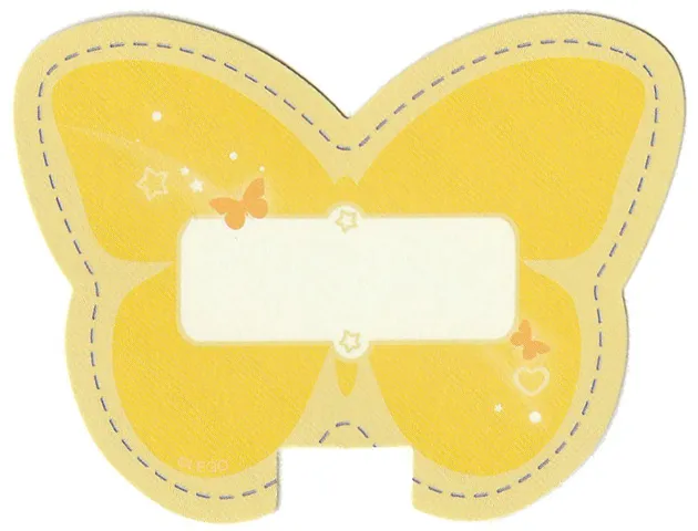 Party Name Card - Friends White Name Plate on Yellow Butterfly