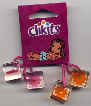 Hair Tie, Clikits - Maroon with Flower Icons