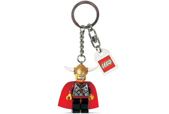 Viking Warrior 11 / Viking Chieftain Key Chain with Lego Logo Tile, Modified 3 x 2 Curved with Hole
