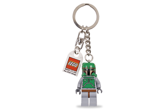 Boba Fett Key Chain with Lego Logo Tile, Modified 3 x 2 Curved with Hole