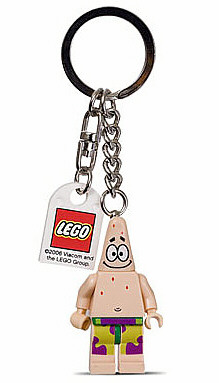 Patrick Key Chain with Lego Logo Tile, Modified 3 x 2 Curved with Hole