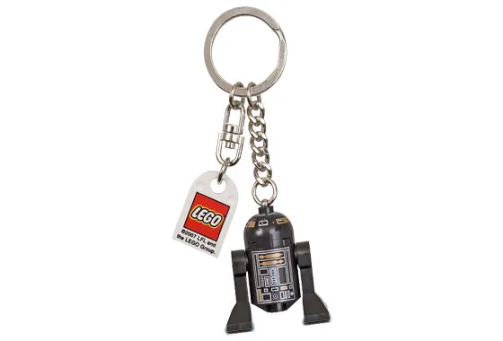 R2-D5 Key Chain with Lego Logo Tile, Modified 3 x 2 Curved with Hole