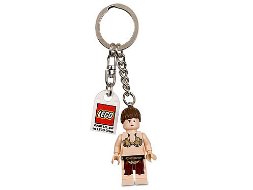 Princess Leia Jabba Slave, Light Nougat Key Chain with Lego Logo Tile, Modified 3 x 2 Curved with Hole