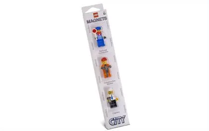 Magnet Set, Minifigures Town City (3) - Train Engineer, Construction Worker, Captain blister pack