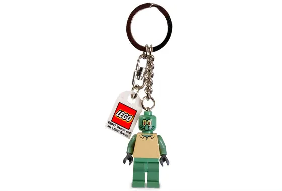 Squidward Key Chain Lego Logo Tile, Modified 3 x 2 Curved with Hole