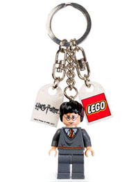 Harry Potter Gryffindor Stripe Key Chain with Tile, Modified 3 x 2 Curved with Hole (2) Lego Logo and Harry Potter Logo