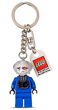 Mr. Freeze Key Chain with Lego Logo Tile, Modified 3 x 2 Curved with Hole