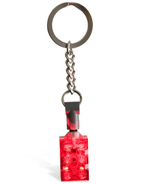 2 x 3 Brick - Trans Red Light Up Brick Key Chain