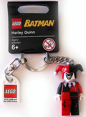 Harley Quinn Key Chain with Lego Logo Tile, Modified 3 x 2 Curved with Hole