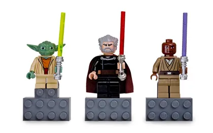 Magnet Set, Minifigures SW (3) - Yoda, Count Dooku, Mace Windu - with 2 x 4 Brick Bases blister pack