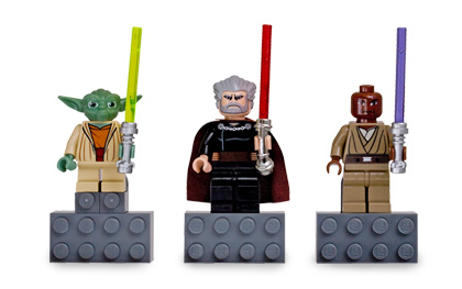 Magnet Set, Minifigures SW (3) - Yoda, Count Dooku, Mace Windu - with 2 x 4 Brick Bases blister pack