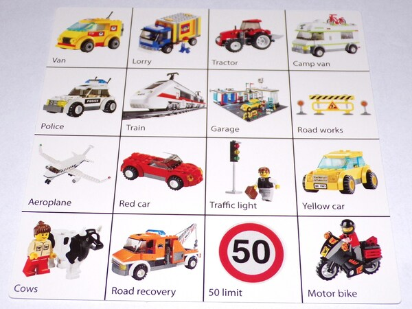 Board Car Bingo Grid 1 and 3 on Reverse for 852676
