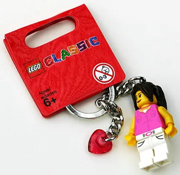 Classic Girl with Dark Pink Top Key Chain with Trans-Dark Pink Heart