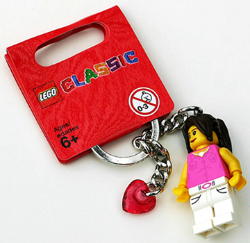 Classic Girl with Dark Pink Top Key Chain with Trans-Dark Pink Heart