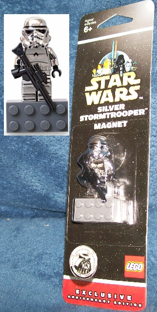 Magnet Set, Minifigure SW - Silver Stormtrooper Magnet Exclusive Anniversary Edition - with 2 x 4 Brick Base blister pack