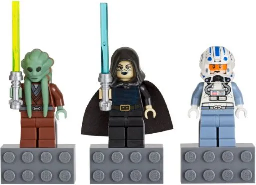 Magnet Set, Minifigures SW (3) - Kit Fisto, Barriss Offee, Captain Jag - with 2 x 4 Brick Bases blister pack