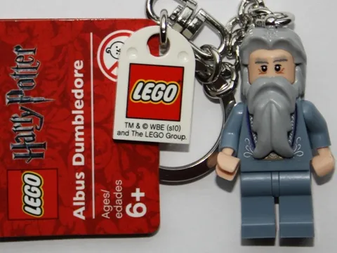 Dumbledore (without glasses) Key Chain with Lego Logo Tile, Modified 3 x 2 Curved with Hole