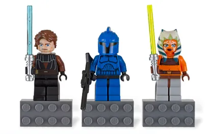 Magnet Set, Minifigures SW (3) - Anakin Skywalker, Senate Commando, Ahsoka - with 2 x 4 Brick Bases blister pack