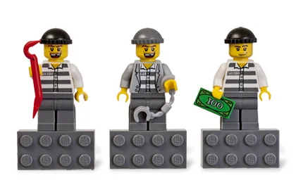 Magnet Set, Minifigures City (3) - Burglars - Glued with 2 x 4 Brick Bases blister pack