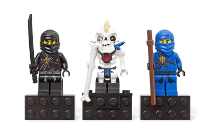 Magnet Set, Minifigures Ninjago (3) - Cole, Nuckal, Jay - Glued with 2 x 4 Brick Bases blister pack
