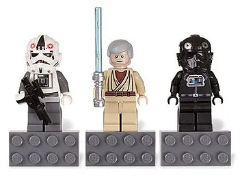 Magnet Set, Minifigures Star Wars (3) - AT-AT Driver, Ben Kenobi, TIE Fighter Pilot - Glued with 2 x 4 Brick Bases blister pack