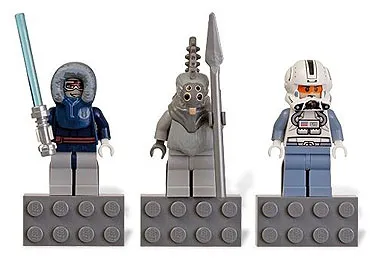 Magnet Set, Minifigures SW (3) Anakin Skywalker, Talz Chieftain, Clone Pilot - Glued with 2 x 4 Brick Bases blister pack
