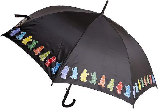 Umbrella, Black with Multicolored Minifigures Pattern