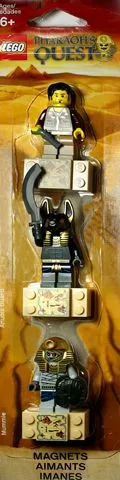 Magnet Set, Minifigures Pharaoh's Quest (3) - Jake Raines, Anubis Guard, Mummy - Glued with 2 x 4 Brick Bases blister pack