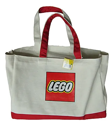 Tote Bag, LEGO Logo Pattern, Red Handles and Bottom (100% Cotton)