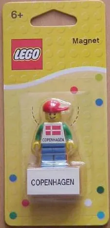 Magnet Set, Copenhagen LEGO Minifigure, Lego Store Copenhagen, Denmark blister pack