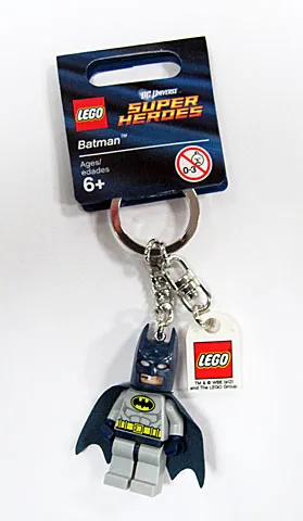 Batman, Light Bluish Gray Suit Key Chain with Lego Logo Tile, Modified 3 x 2 Curved with Hole (Dark Blue Hips)