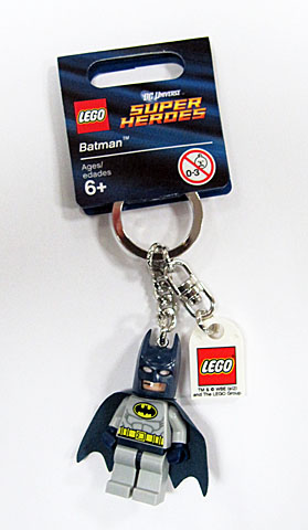 Batman, Light Bluish Gray Suit Key Chain with Lego Logo Tile, Modified 3 x 2 Curved with Hole (Dark Blue Hips)