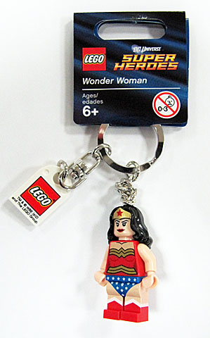Wonder Woman Key Chain with LEGO Logo Tile, Modified 3 x 2 Curved with Hole