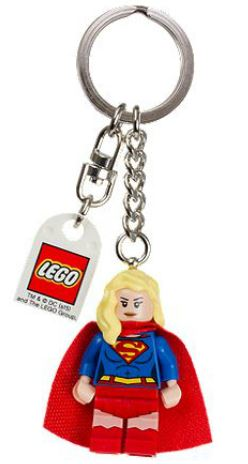 Supergirl Key Chain with Lego Logo Tile, Modified 3 x 2 Curved with Hole
