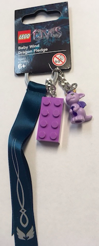 Elves Baby Wind Dragon Fledge with 2 x 4 Medium Lavender Brick Key Chain (Bag Charm)