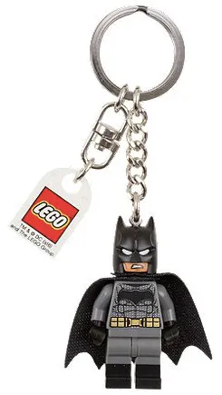 Batman, Light Bluish Gray Suit Key Chain with Lego Logo Tile, Modified 3 x 2 Curved with Hole (Black Boots)