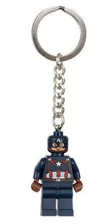 Captain America (Civil War version) Key Chain with Lego Logo Tile, Modified 3 x 2 Curved with Hole